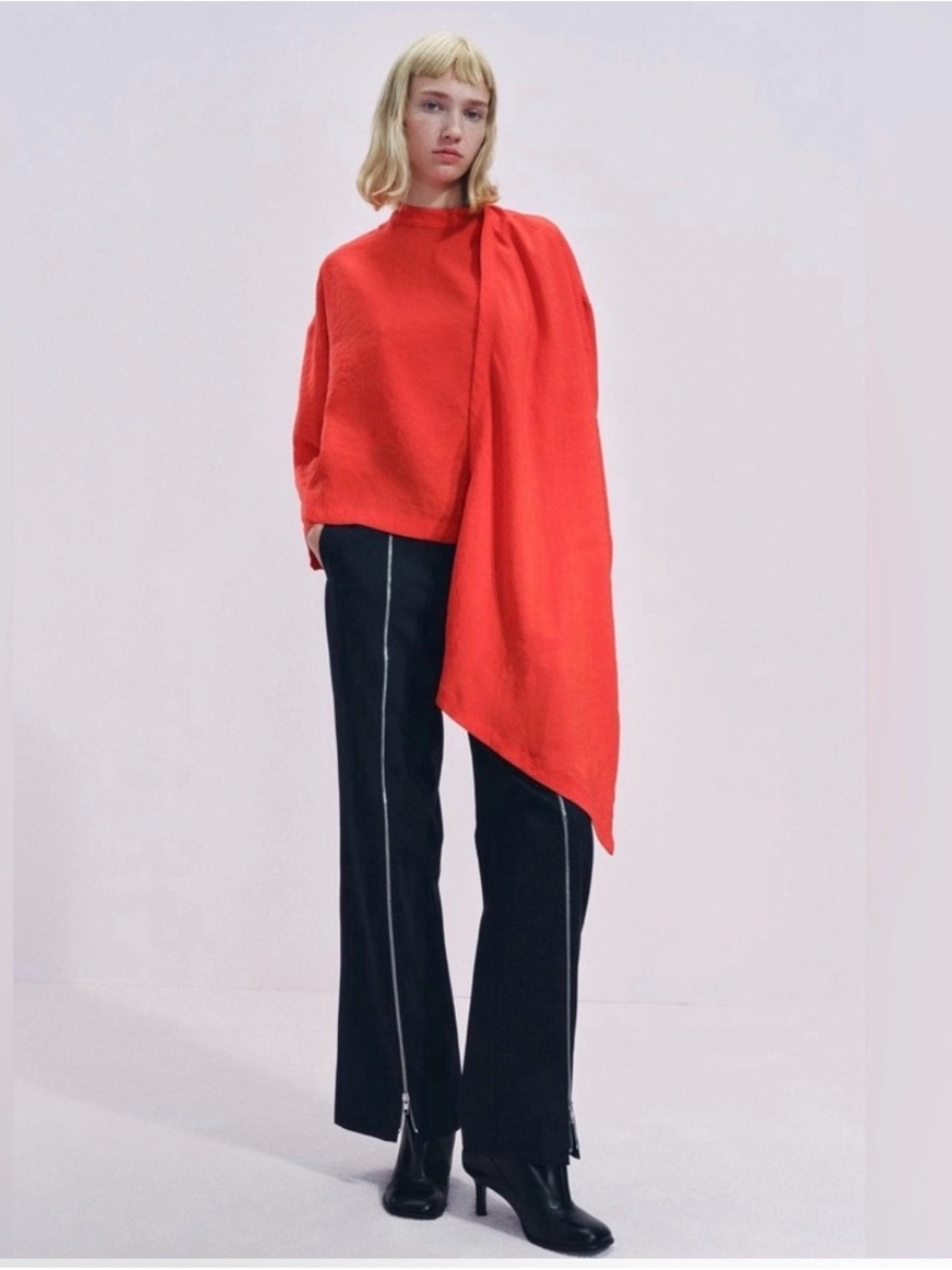 Dark Navy Pants with Exposed Silver Zipper